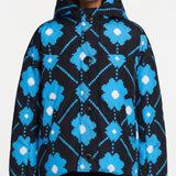 Maje Women's Black Hooded Floral Puffer Jacket Size 36 FR 8 UK 4 US MFPOU00966