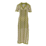 Sandro Women's Green Open Knit Cotton Long Dress Size 38 FR 10 UK 6 US SFPRO03066