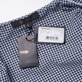 Maje Women's Navy Check Embroidered Shirt Size 38 FR 10 UK 6 US MFPCM00267