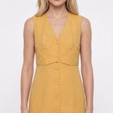 Sandro Paris Women's Orange Viscose & Linen Short Dress Size 40 L SFPRO03659