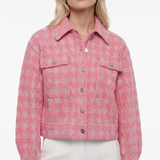 Sandro Women's Pink Knit Houndstooth Jacket Size 36 FR 8 UK 4 US SFPCA00553
