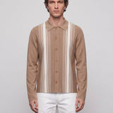 Sandro Men's Beige Knit Striped Wool Blend Cardigan Size L SHPTR00388