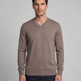 Hackett London Men's Brown Knit V-Neck Wool & Silk Sweater Size L HM702835