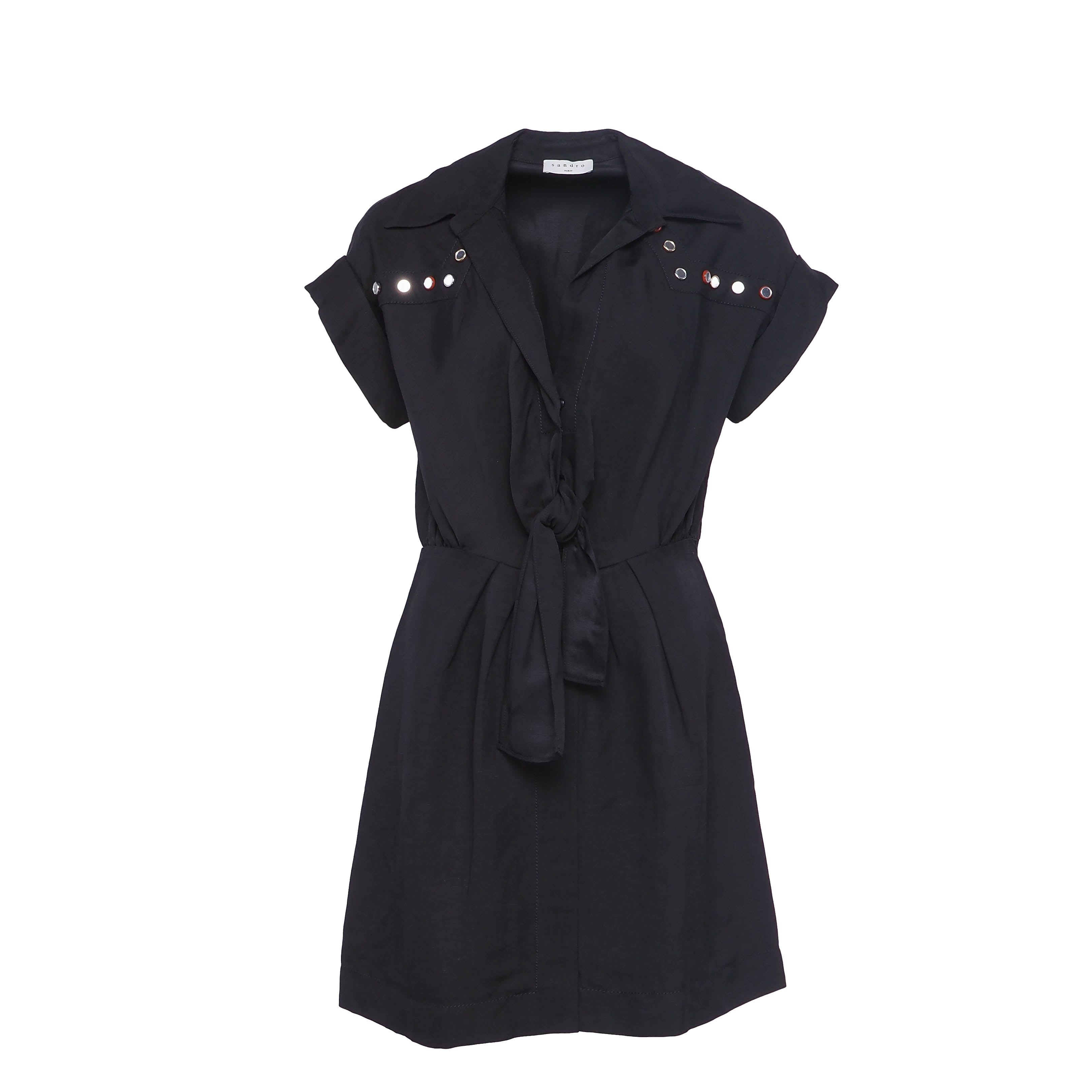 Sandro Paris Women's Black Viscose Linen Short Dress Size 36 S 8 SFPRO000473