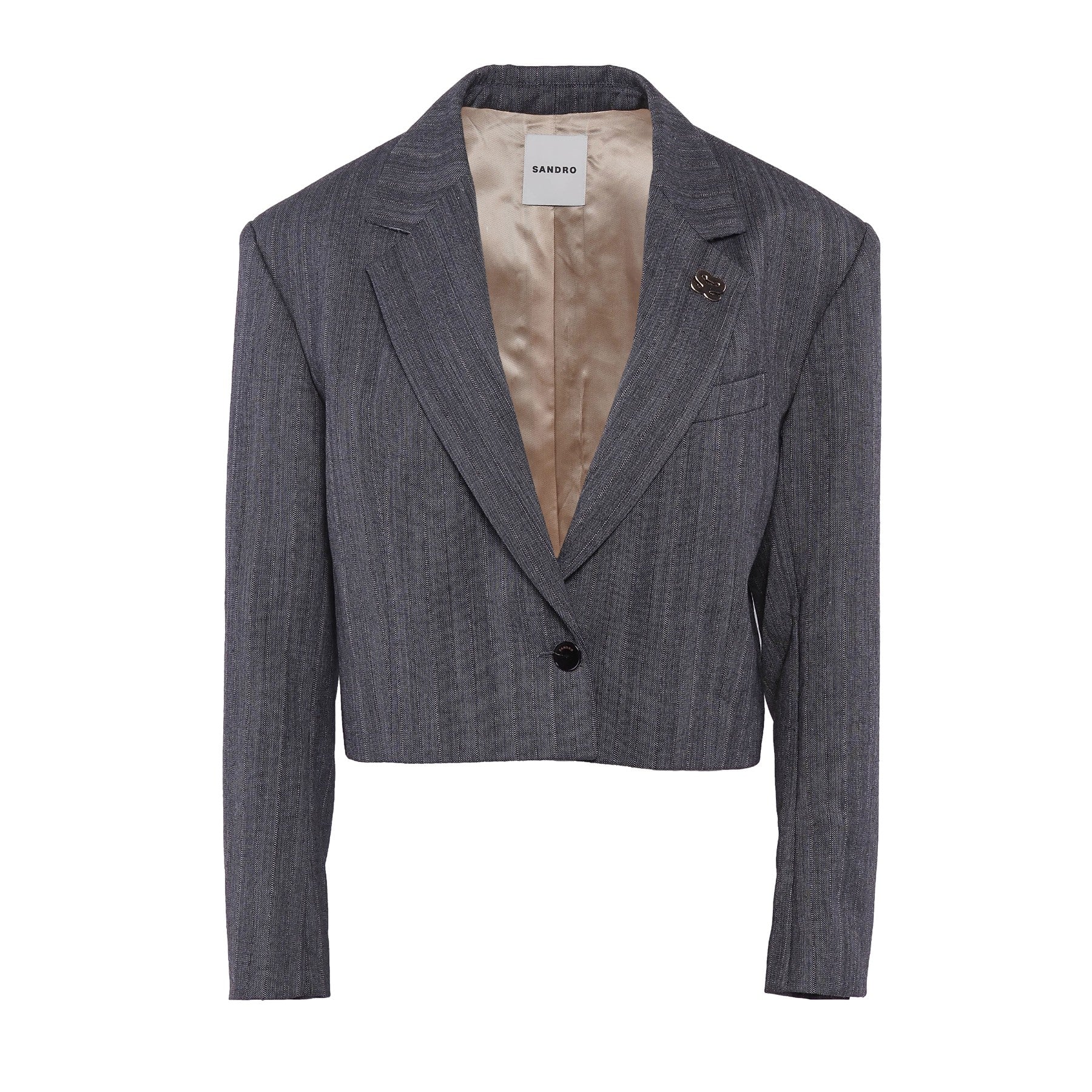 Sandro Women's Dark Grey Cropped Jacket Size 40 FR 12 UK 8 US SFPVE00749