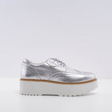 Hogan Women's Silver H355 N.Fondo Urban Derby Shoes Size 37.5 EU 4.5 UK 7.5 US