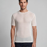 Sandro Paris Men's Ecru Open Knit Short Sleeve Cotton T-Shirt Size S T11061S