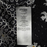 Maje Women's Black V-Neck Floral Cotton Short Dress Size 1 S UK 8 E19RAYOM