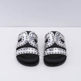 Sandro Sandals Slides Mules Silver Metallic MULLY Studded UK 3 EU 36 Spring