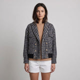 Sandro Women's Navy Oversized Tweed Jacket Size 40 FR 12 UK 8 US SFPVE00588