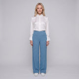 Sandro Paris Women's Blue Wide Leg Tweed Trousers Size 34 XS 6 SFPPA01377