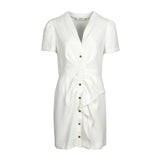 Sandro Paris Women's Ecru V-Neck Short Sleeve Short Dress Size 36 S 8 SFPRO03081