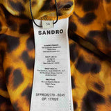 Sandro Women's Orange Leopard Print Long Dress Size 38 FR 10 UK 6 US SFPRO02779