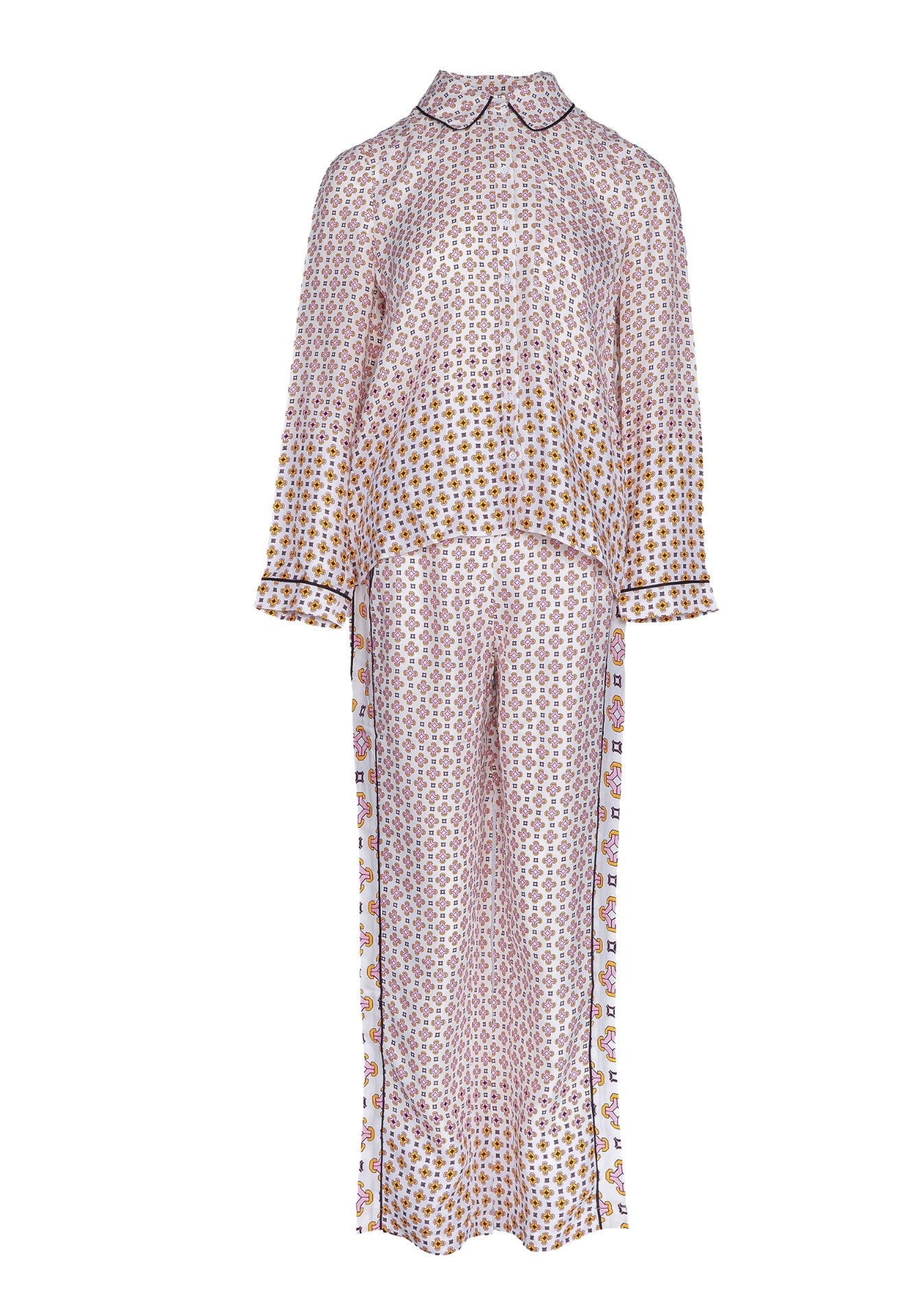 Maje Women's Multicolour Shirt And Trousers Satin Set Size 1 S 8 MFPCM00328