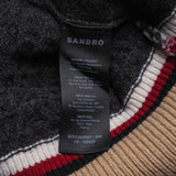 Sandro Women's Grey Knit Logo Wool Cardigan Size 36 FR 8 UK 4 US SFPCA00697
