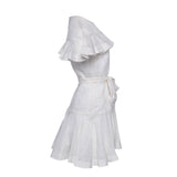 Sandro Women's White Linen Blend Ruffle Dress Size 40 FR 12 UK 8 US SFPRO02791