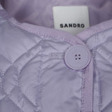 Sandro Paris Women's Purple Belted Button Quilted  Jacket Size 42 XL UK 14