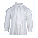 Sandro Women's White Embroidered Blouse Size 34 FR 6 UK 2 US SFPTO00434