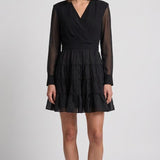 Sandro Damen-Kurzkleid aus zwei Stoffarten, schwarz, Größe 36 FR, 8 UK, 4 US, SFPRO02680