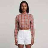 Maje Women's Orange Silk Blend Cropped Shirt Size 40 FR 12 UK 8 US MFPCM00357