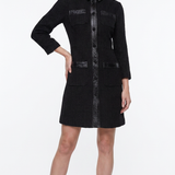 Maje Women's Black Velvet Tweed Vinyl Short Dress Size 36 FR 8 UK 4US MFPRO02619