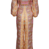 Sandro Damen-Jumpsuit mit V-Ausschnitt, mehrfarbig bedruckt, Größe 36 (FR), 8 (UK), 4 (US), SFPCO00235