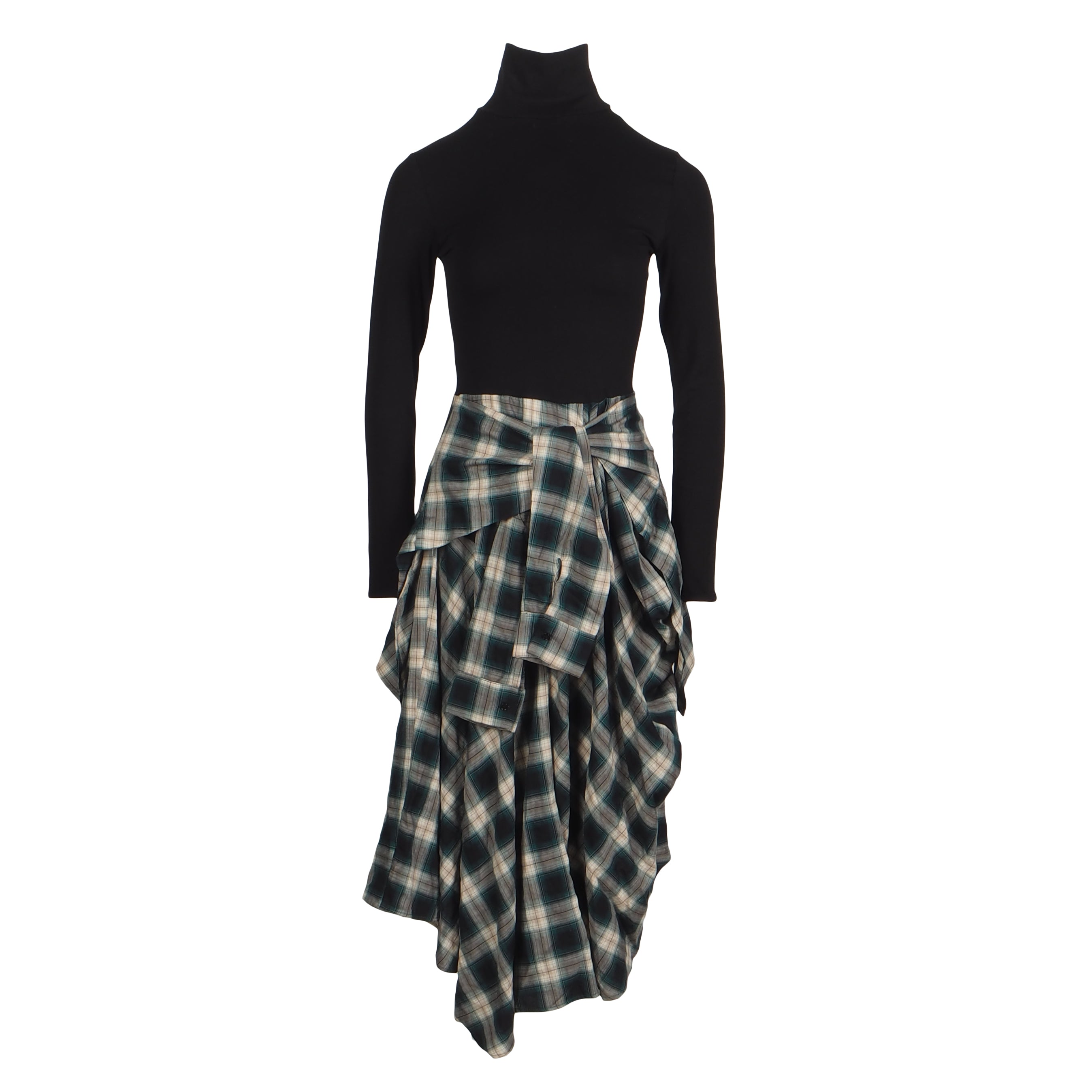 Maje Women's Black Check Asymmetric Dress Size 34 FR 6 UK 2 US MFPRO02719