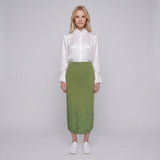 Sandro Paris Women's Green Knit Rhinestones Midi Skirt Size 36 S 8 SFPJU00912