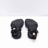 Maje Schwarze Sandalen für Damen mit Strasssteinen und flachem Riemen, Größe 37 (EU), 4 (UK), 6,5 (US) – MFACH00417