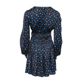 Maje Women's Navy Floral Satin Short Dress Size 38 FR 10 UK 6 US MFPRO02625