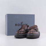 Hogan Men's Brown Leather Corteccia Distressed Loafers Size 41 EU 7 UK 8.5 US