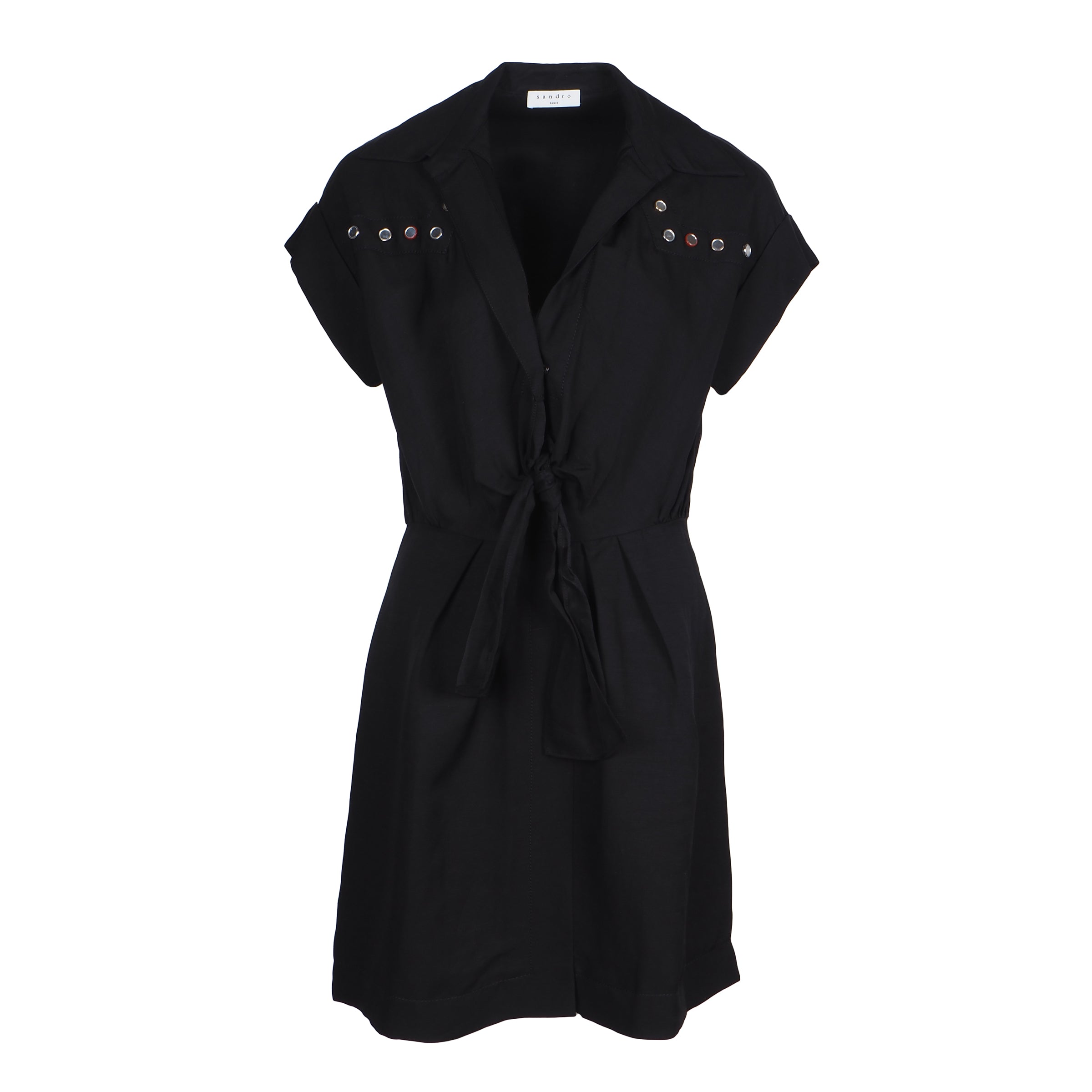 Sandro Women's Black Linen Blend Shirt Dress Size 36 FR 8 UK 4 US SFPRO00473