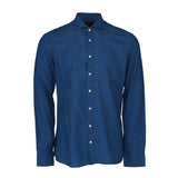 Hackett London Men's Blue Linen Blue Long Sleeve Shirt Size M HM309142