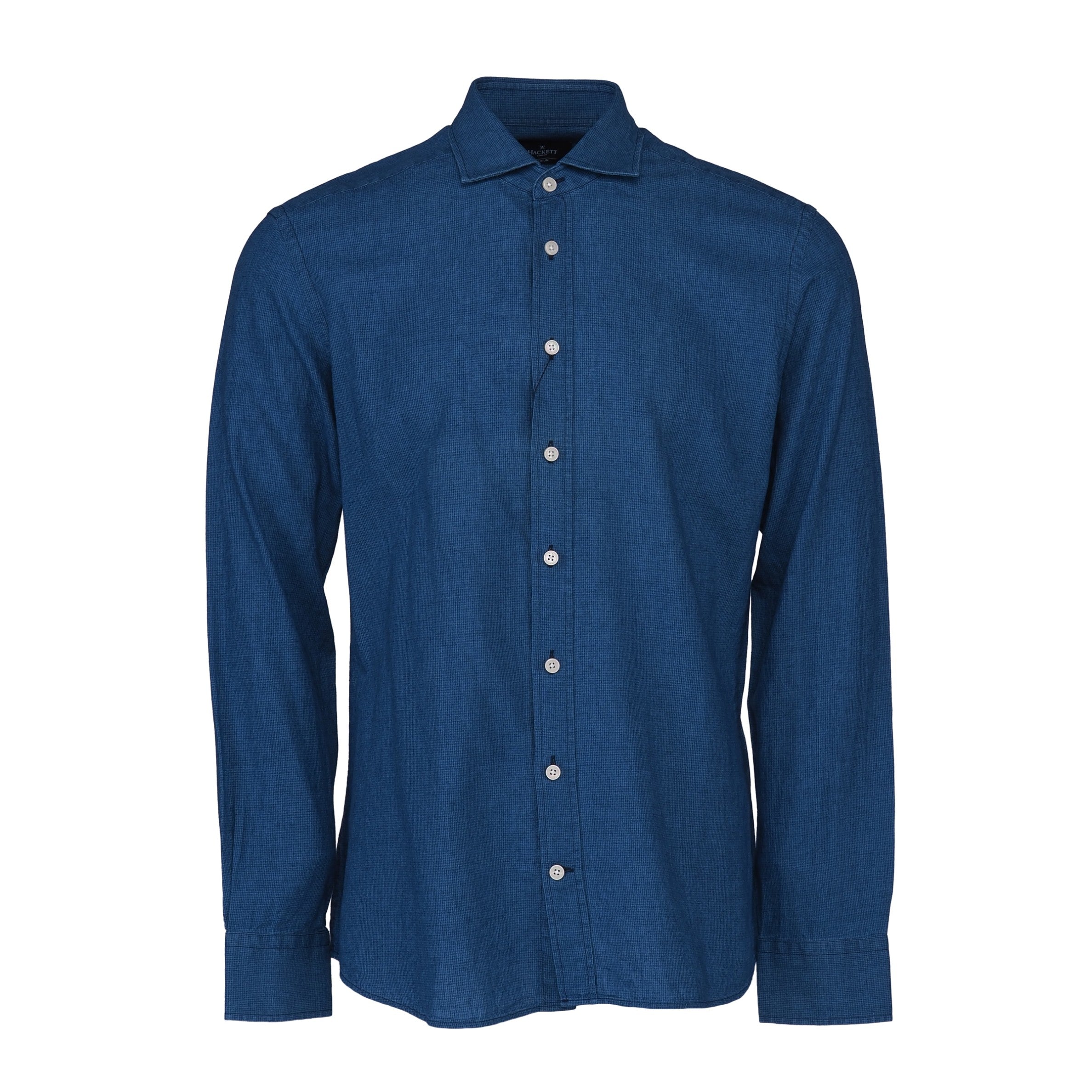 Hackett London Men's Blue Linen Blue Long Sleeve Shirt Size M HM309142