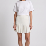 Sandro Paris Women's White Knit Pleated Short Skirt Size 40 L 12 SFPJU01032
