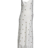 Sandro Women's White Knit Fringe Midi Dress Size 36 FR 8 UK 4 US SFPRO03693