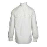 Sandro Paris Women's White Embroidered Cotton Blouse Size 3 L 12 E11578H