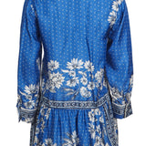 Sandro Women's Blue Floral 100% Silk Short Dress Size 36 FR 8 UK 4 US SFPRO01856