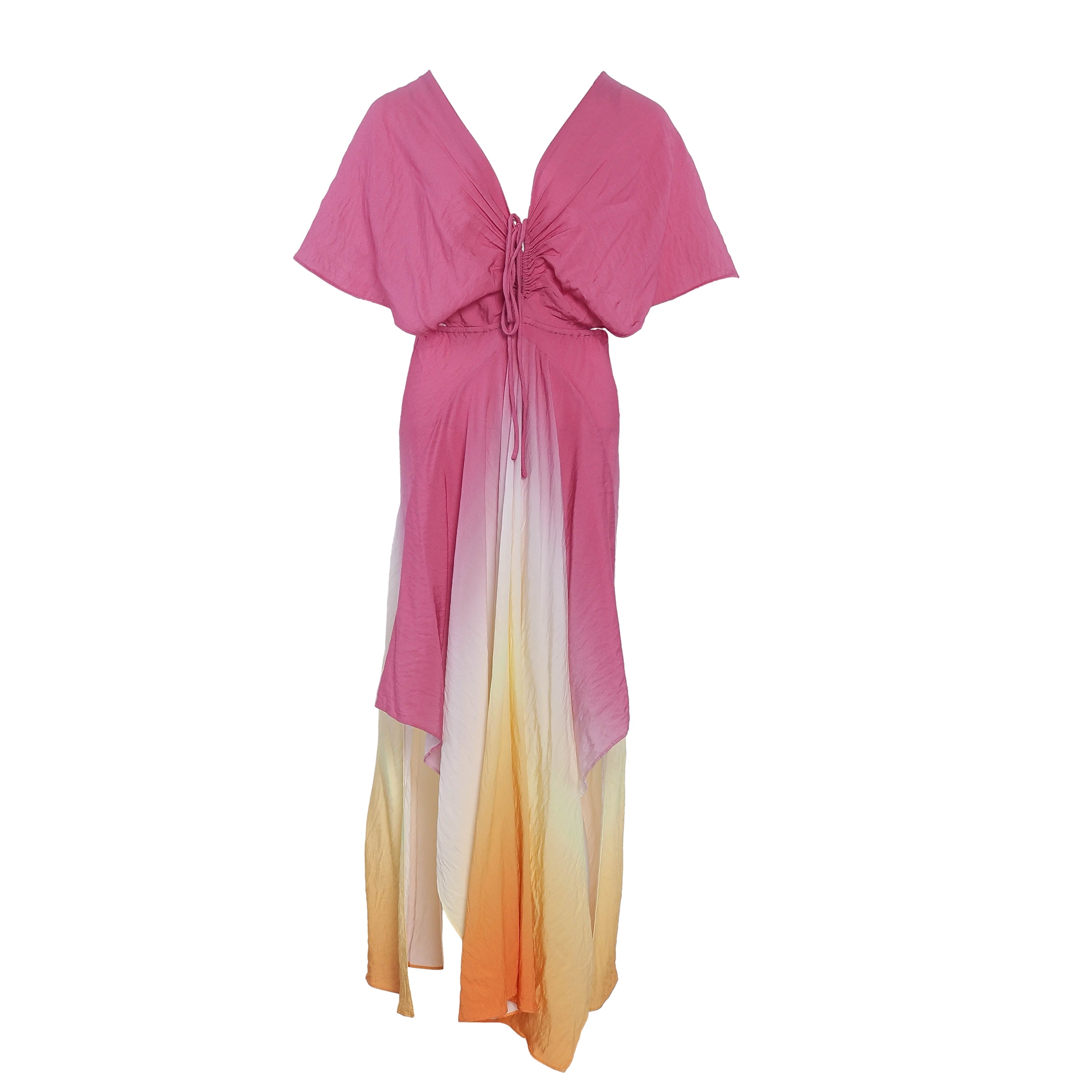 Maje Women's Pink Tie And Die Asymmetric Dress Size 34 FR 6 UK 2 US MFPRO02375