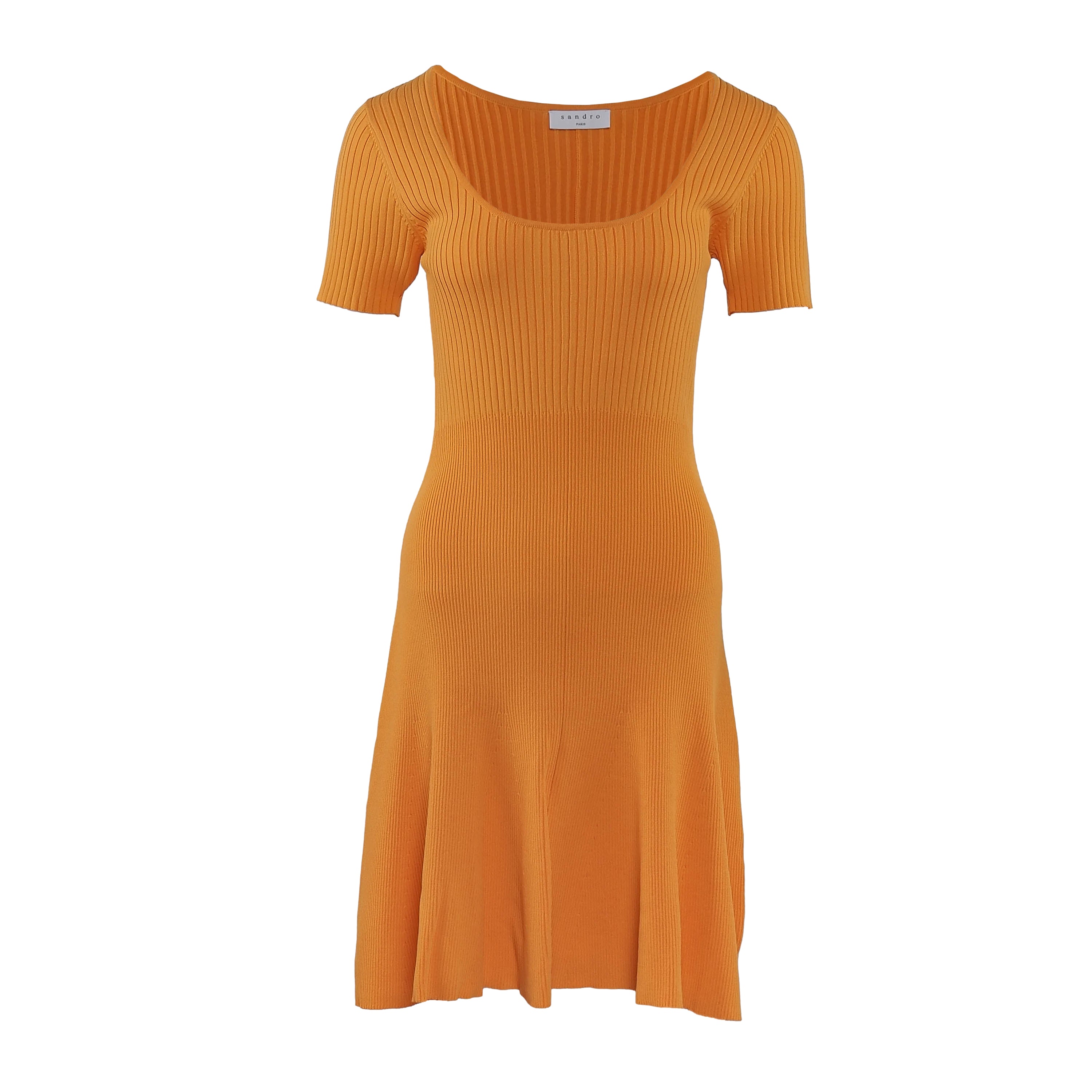 Sandro Paris Women's Orange Short Sleeve Knit Short Dress Size 40 L SFPRO00960