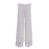 Maje Women's Ecru Crochet Knit Wide Leg Trousers Size 40 FR 12 UK 8US MFPPA00293