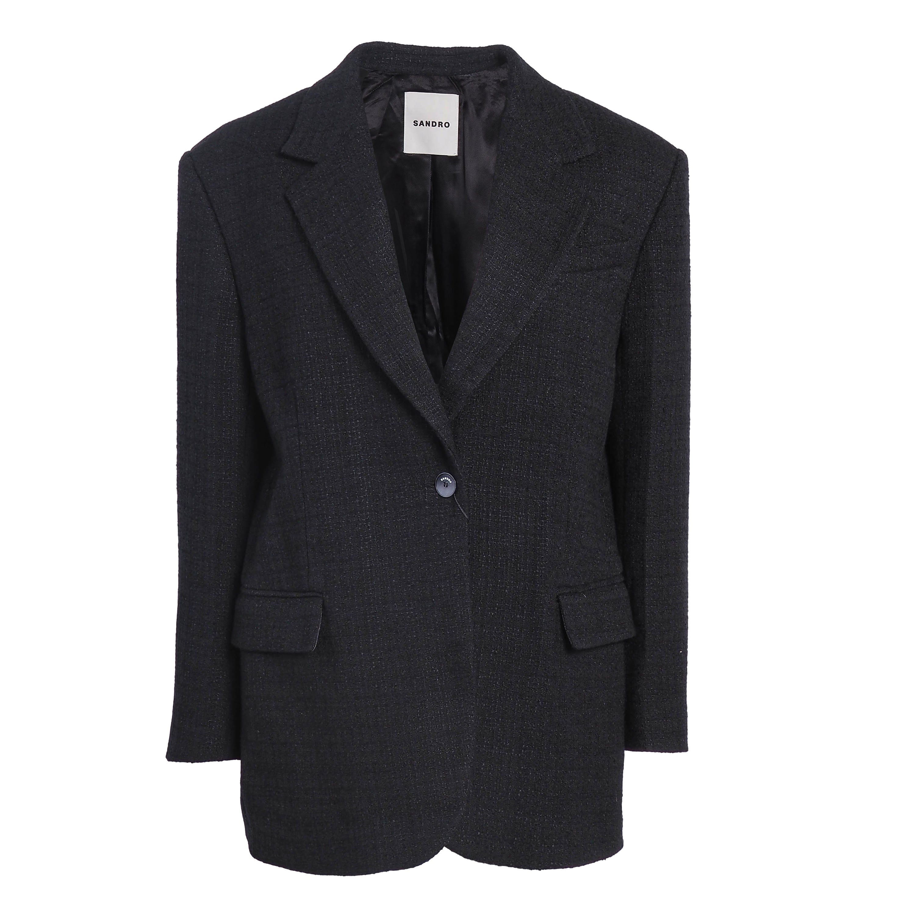 Sandro Women's Black Tweed Blazer Jacket Size 40 FR 12 UK 8 US SFPVE00973