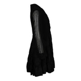 Sandro Damen-Kurzkleid aus zwei Stoffarten, schwarz, Größe 36 FR, 8 UK, 4 US, SFPRO02680
