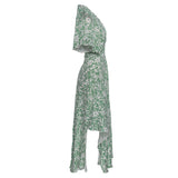 Maje Women's Green Floral Asymmetric Long Dress Size 34 FR 4 UK 2 US MFPRO02961