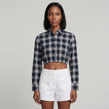 Maje Women's Green Check Cropped Shirt Size 38 FR 10 UK 6 US MFPCM00354