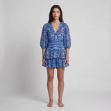 Sandro Women's Blue Linen Blend Floral Dress Size 40 FR 12 UK 8 US SFPRO02936