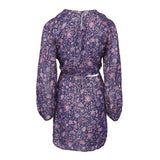 Maje Women's Purple Floral Cut Out Short Viscose Dress Size 34 XS 6 MFPRO02597