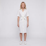 Sandro Paris Damen-Midi-Kleid in Ecru mit V-Ausschnitt, Größe 36 (FR), 8 (UK), 4 (US), SFPRO02833