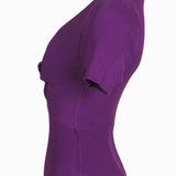 Sandro Women's Purple Rib Knit Tied Cropped Top Size 40 FR 12 UK 8 US SFPPU01780