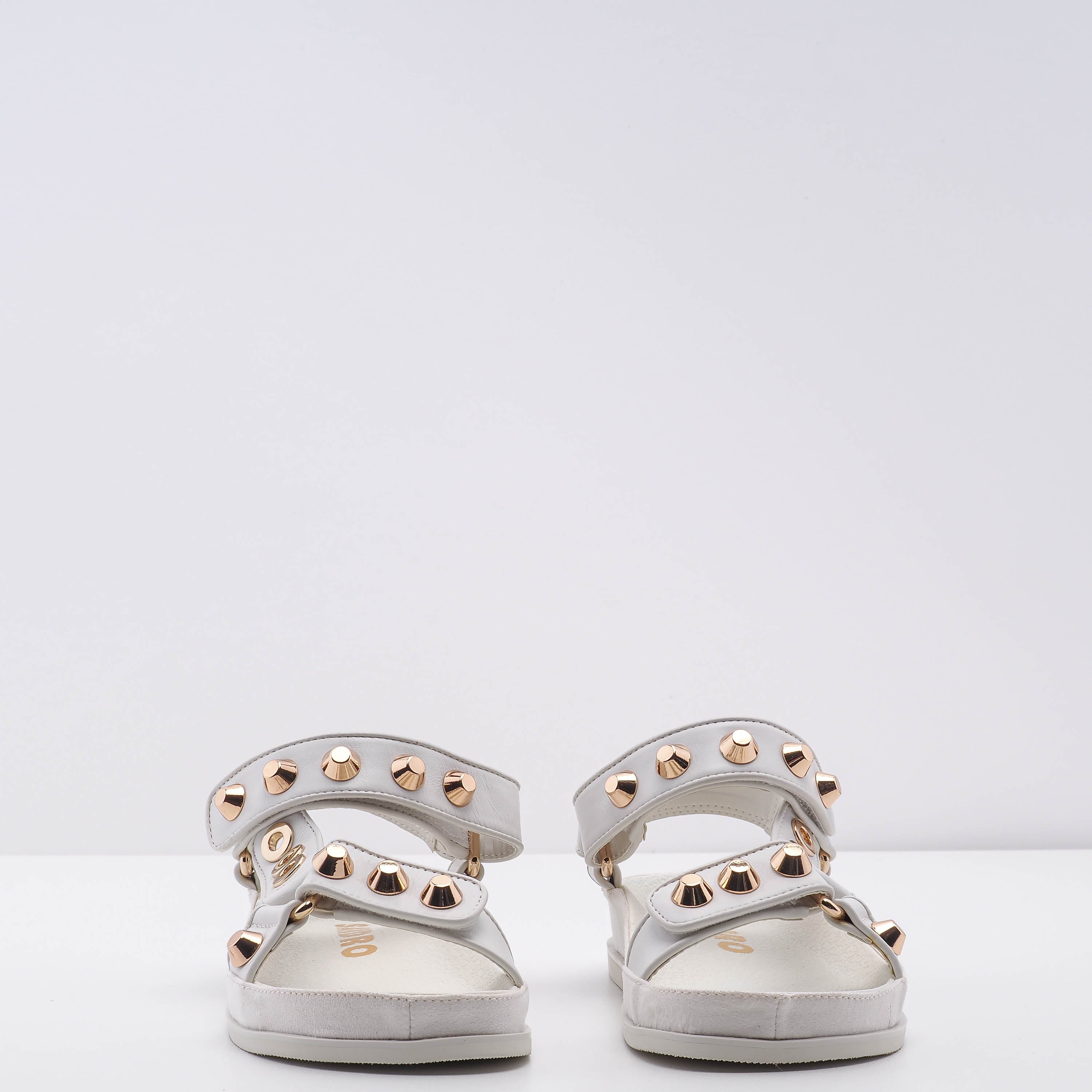 Sandro Women's Ecru Studded Leather Sandals Size 36 EU 3 UK 6 US SFACH00977